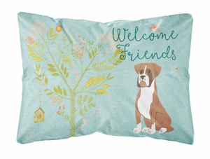 Welcome Friends Dog Art Canvas Fabric Decorative Pillow - 638508897527
