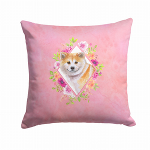 Floral Design with Dog Picture Fabric Decorative Pillow - 194030081440