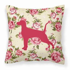 Dog Silhouette Shabby Chic Roses Fabric Decorative Pillow - 638508358370