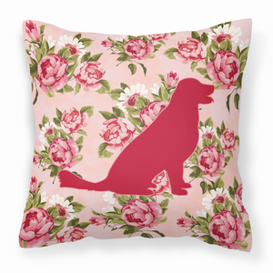 Dog Silhouette Shabby Chic Roses Fabric Decorative Pillow - 638508356987