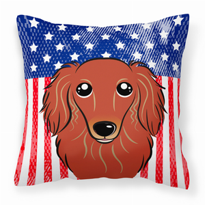 American Flag and Dog Fabric Decorative Pillow - 638508245106