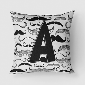 Letter Moustache Initial Fabric Decorative Pillow - 615872981427