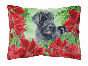 Poinsettas Dog Art Canvas Fabric Decorative Pillow - 652259192953