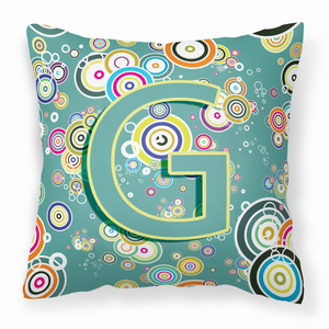 Carolines Treasures Monogram Letter Circle Alphabet Fabric Decorative Pillow, 14x14 Inches, Polyester, Fun