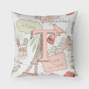 Letter  Love in Paris Pink Fabric Decorative Pillow - 615872979806
