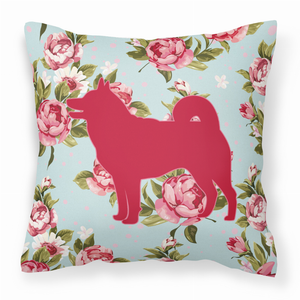 Dog Silhouette Shabby Chic Roses Fabric Decorative Pillow - 615872546732