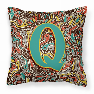 Monogram Letter Retro Tribal Alphabet Fabric Decorative Pillow - 615872978731
