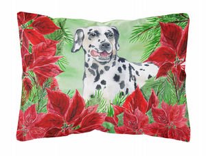 Poinsettas Dog Art Canvas Fabric Decorative Pillow - 652259192885