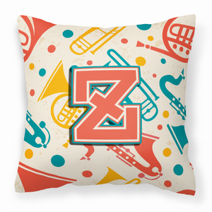 Monogram Letter Musical Instruments Fabric Decorative Pillow - 615872975716