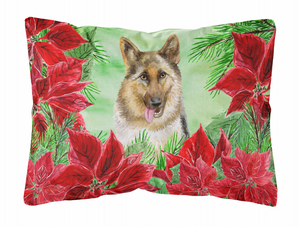 Poinsettas Dog Art Canvas Fabric Decorative Pillow - 652259192892