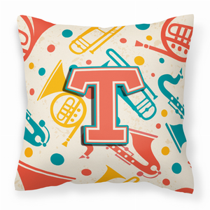 Monogram Letter Musical Instruments Fabric Decorative Pillow - 615872975655