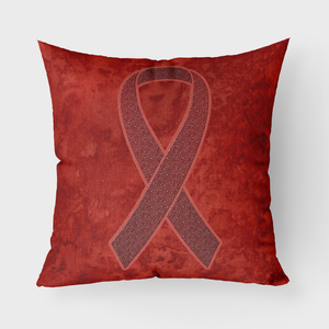 Ribbon Cancer Awareness Fabric Decorative Pillow - 615872855360