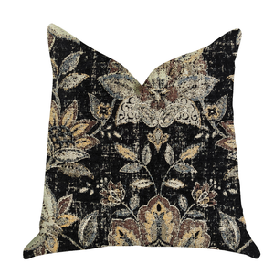 Plutus Noir Lotus Blossom Luxury Throw Pillow - 641753664172