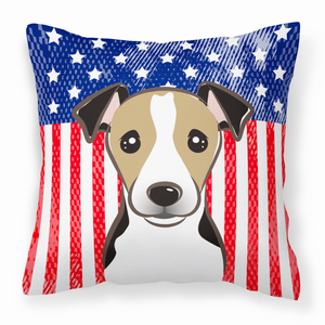 American Flag and Dog Fabric Decorative Pillow - 638508245571