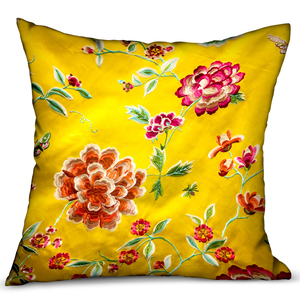Plutus Heavenly Peonies Yellow Floral Luxury Throw Pillow - 663701036787
