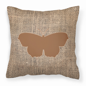 Butterfly Burlap Fabric Decorative Pillow - 615872541584