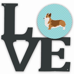 Checkerboard Dog Profile Metal Wall Artwork LOVE - 194030195673