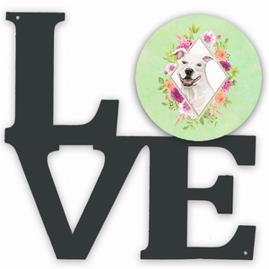 Dog Breed Flowers Design Metal Wall Artwork LOVE - 194030191781