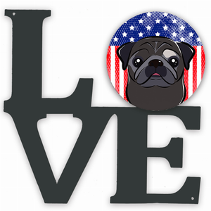 American Flag and Dog Face Metal Wall Artwork LOVE - 194030194270