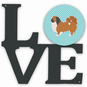 Checkerboard Dog Profile Metal Wall Artwork LOVE - 194030195857