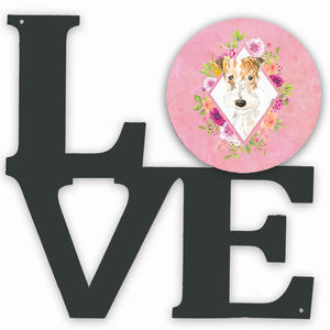 Dog Breed Flowers Design Metal Wall Artwork LOVE - 194030189498