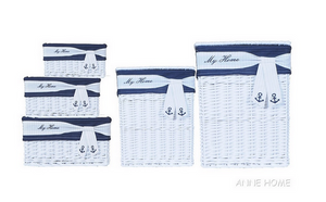 Anne Home - Set of 5 Rectangular Willow Storage Baskets in Several Sizes - 640901137278