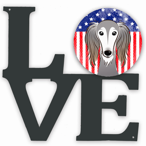 American Flag and Dog Face Metal Wall Artwork LOVE - 194030193938