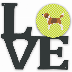 Checkerboard Dog Profile Metal Wall Artwork LOVE - 194030196571