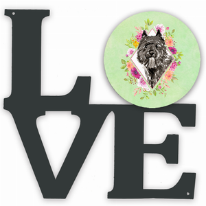 Dog Breed Flowers Design Metal Wall Artwork LOVE - 194030191668