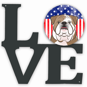 American Flag and Dog Face Metal Wall Artwork LOVE - 194030193839