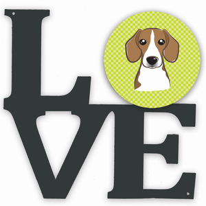 Checkerboard Dog Face Metal Wall Artwork LOVE - 194030192795
