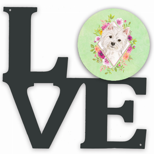 Dog Breed Flowers Design Metal Wall Artwork LOVE - 194030191132