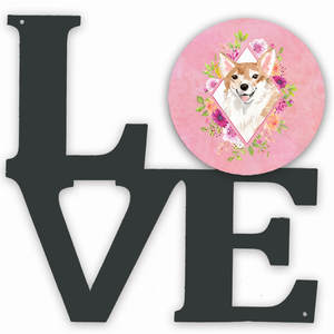 Dog Breed Flowers Design Metal Wall Artwork LOVE - 194030190197