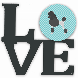 Checkerboard Dog Profile Metal Wall Artwork LOVE - 194030195864