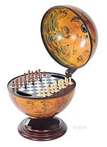 Red Nautical Globe with Chess Holder-13 inches - 640901136004