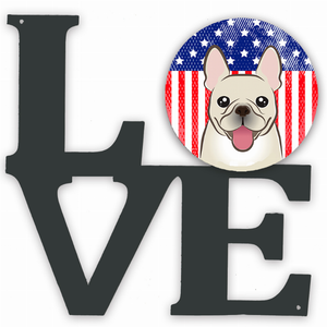 American Flag and Dog Face Metal Wall Artwork LOVE - 194030194027