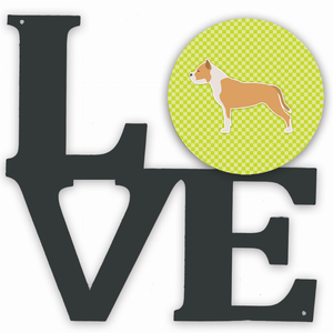 Checkerboard Dog Profile Metal Wall Artwork LOVE - 194030197011