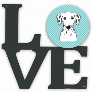 Checkerboard Dog Face Metal Wall Artwork LOVE - 194030191880