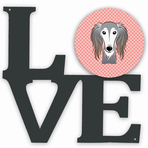 Checkerboard Dog Face Metal Wall Artwork LOVE - 194030193310