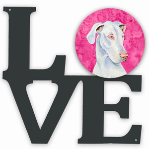 Blue/Pink Dog Metal Wall Artwork LOVE - 194030205402