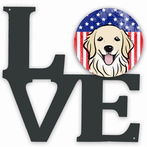 American Flag and Dog Face Metal Wall Artwork LOVE - 194030193693