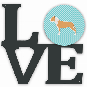 Checkerboard Dog Profile Metal Wall Artwork LOVE - 194030196014
