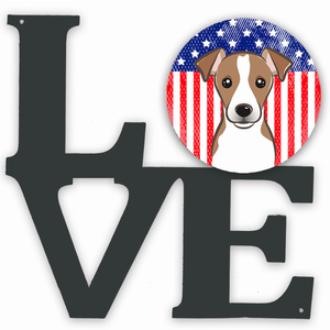 American Flag and Dog Face Metal Wall Artwork LOVE - 194030194249
