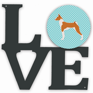 Checkerboard Dog Profile Metal Wall Artwork LOVE - 194030196212