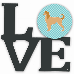 Checkerboard Dog Profile Metal Wall Artwork LOVE - 194030195536