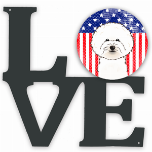 American Flag and Dog Face Metal Wall Artwork LOVE - 194030193815