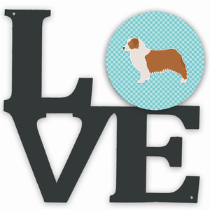 Checkerboard Dog Profile Metal Wall Artwork LOVE - 194030195802