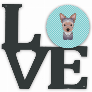 Checkerboard Dog Face Metal Wall Artwork LOVE - 194030192108