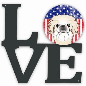American Flag and Dog Face Metal Wall Artwork LOVE - 194030193853