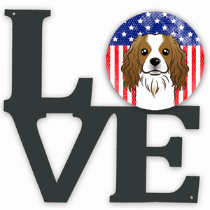 American Flag and Dog Face Metal Wall Artwork LOVE - 194030193884